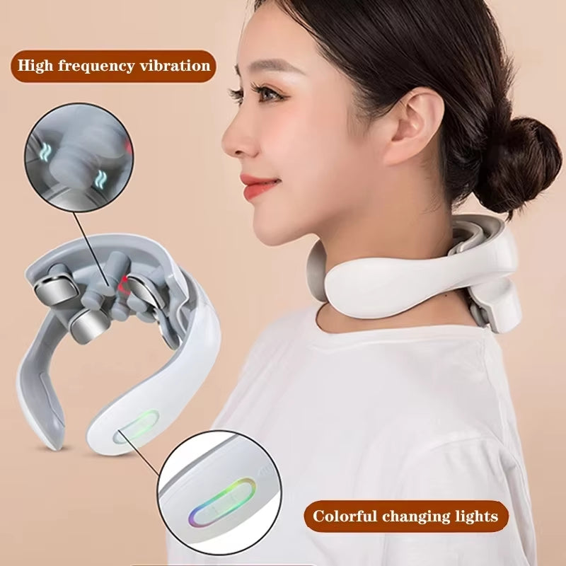 Smart Neck Massage Instrument Portable Shoulder Neck Massage Cervical Vertebra Health Care Vibrator Heating Compress Massage