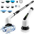 Electric Spin Scrubber, Cordless Cleaning Brush Scrubber for Home, 400Rpm/Mins-8 Replaceable Brush Heads-90Mins Work Time